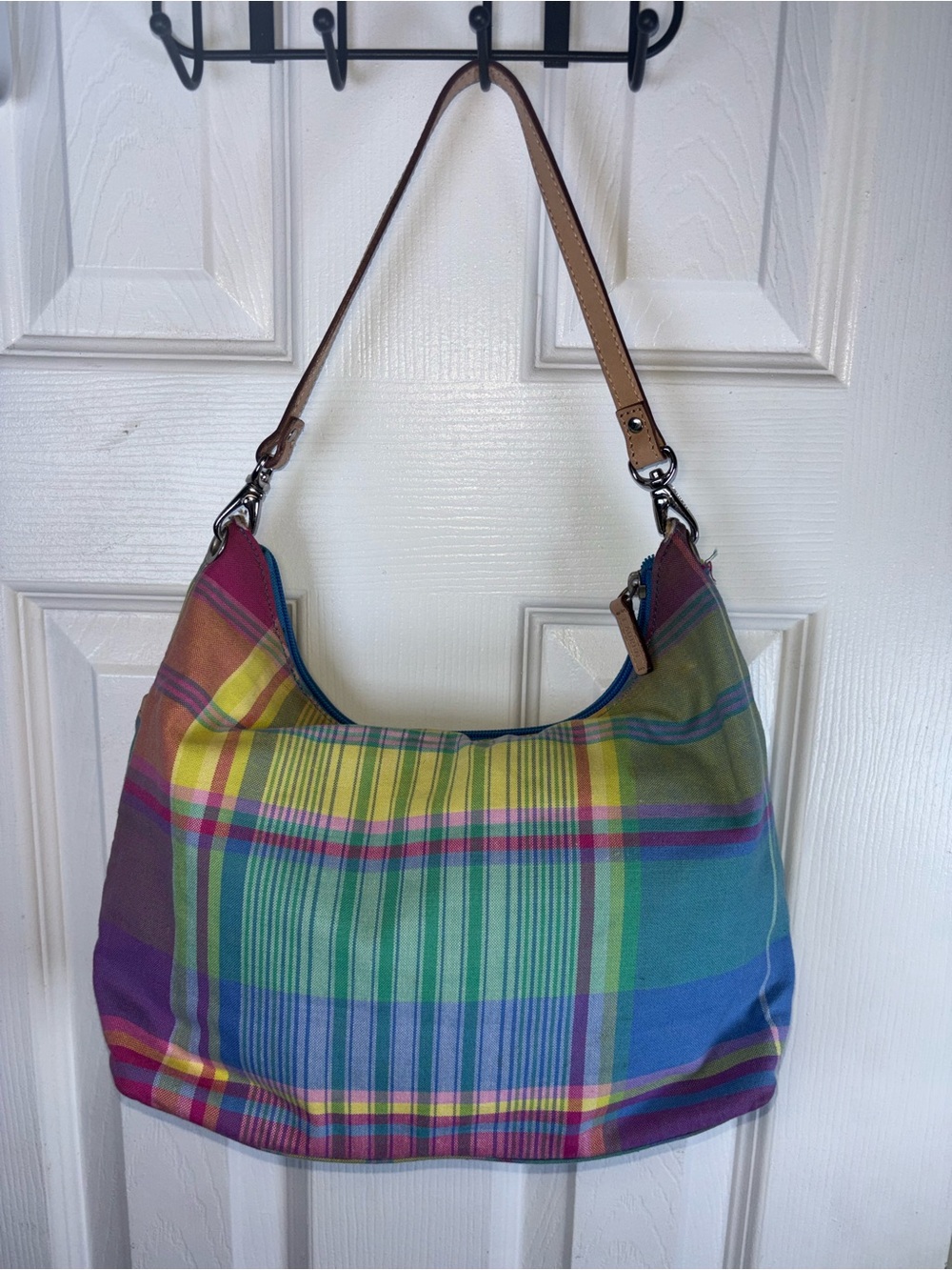 Lauren Ralph Lauren Multicolor Plaid Shoulder Bag - Pink, Green, Yellow, Blue - Picture 12 of 13